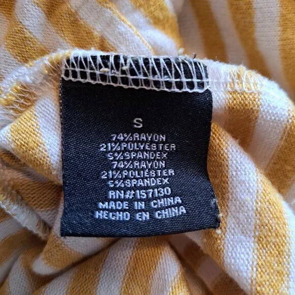 Mesh & Lace Wrap Style Fuzzy Striped Sweater Mustard Yellow White Size Small - Picture 6 of 6